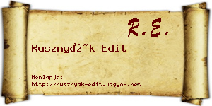 Rusznyák Edit névjegykártya